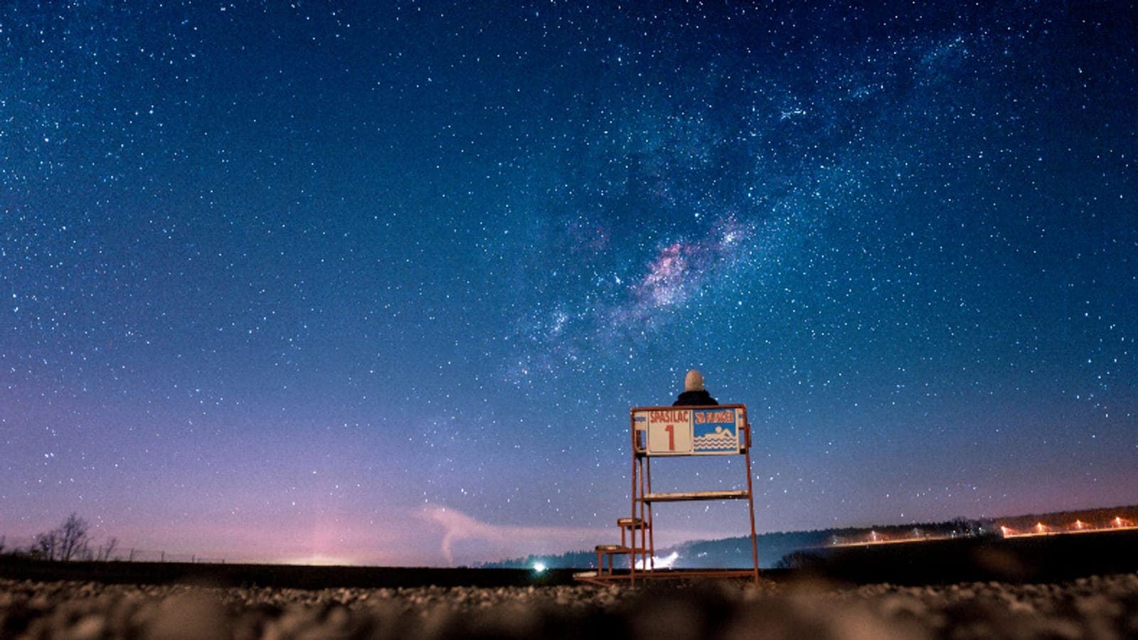 A star-filled night sky